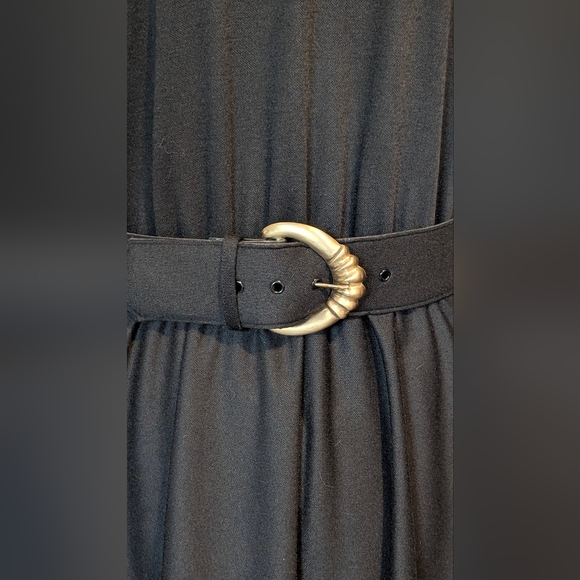 Vintage Sunshine Starshine Womens Dress Size 10P Black High Neck Flared Belted - Picture 4 of 7